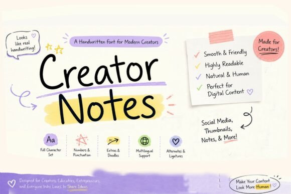 Creator Notes: A Smooth Handwritten Font for Modern Creators
