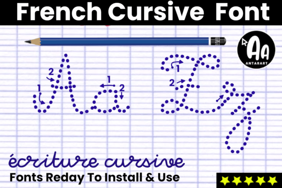 French Cursive Dotted Arrows: A Handwritten Font for Elegant Learning